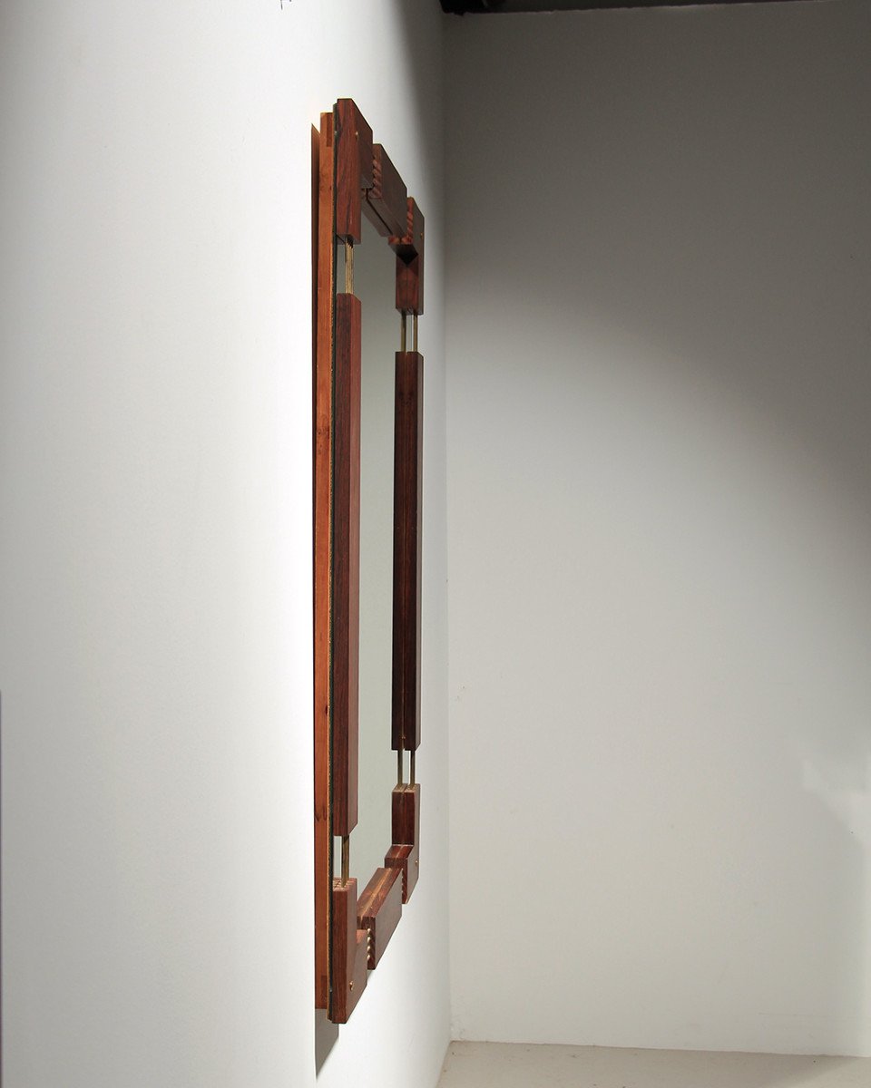 Rosewood Mirror Glas & Trä Sweden 1960-photo-3