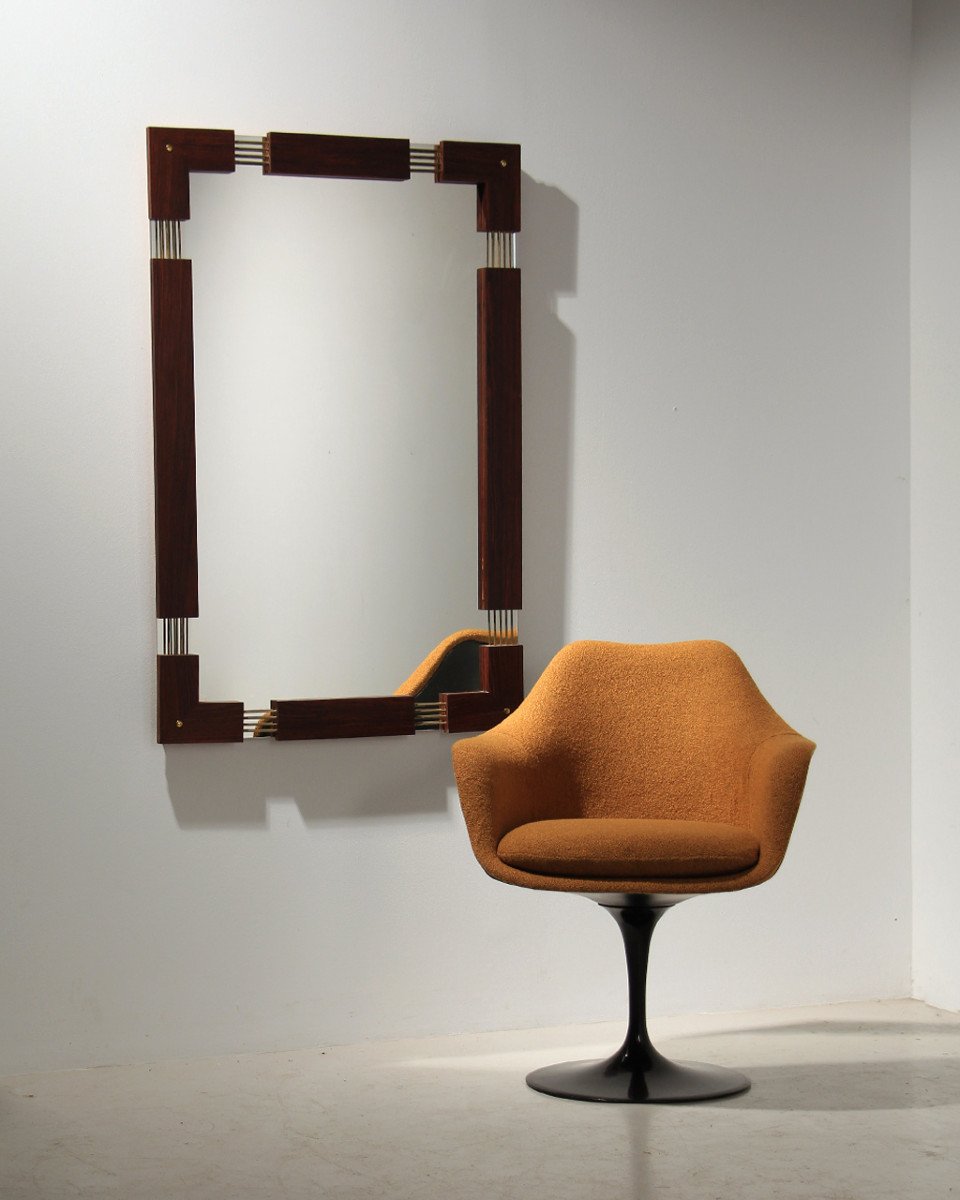 Rosewood Mirror Glas & Trä Sweden 1960-photo-1