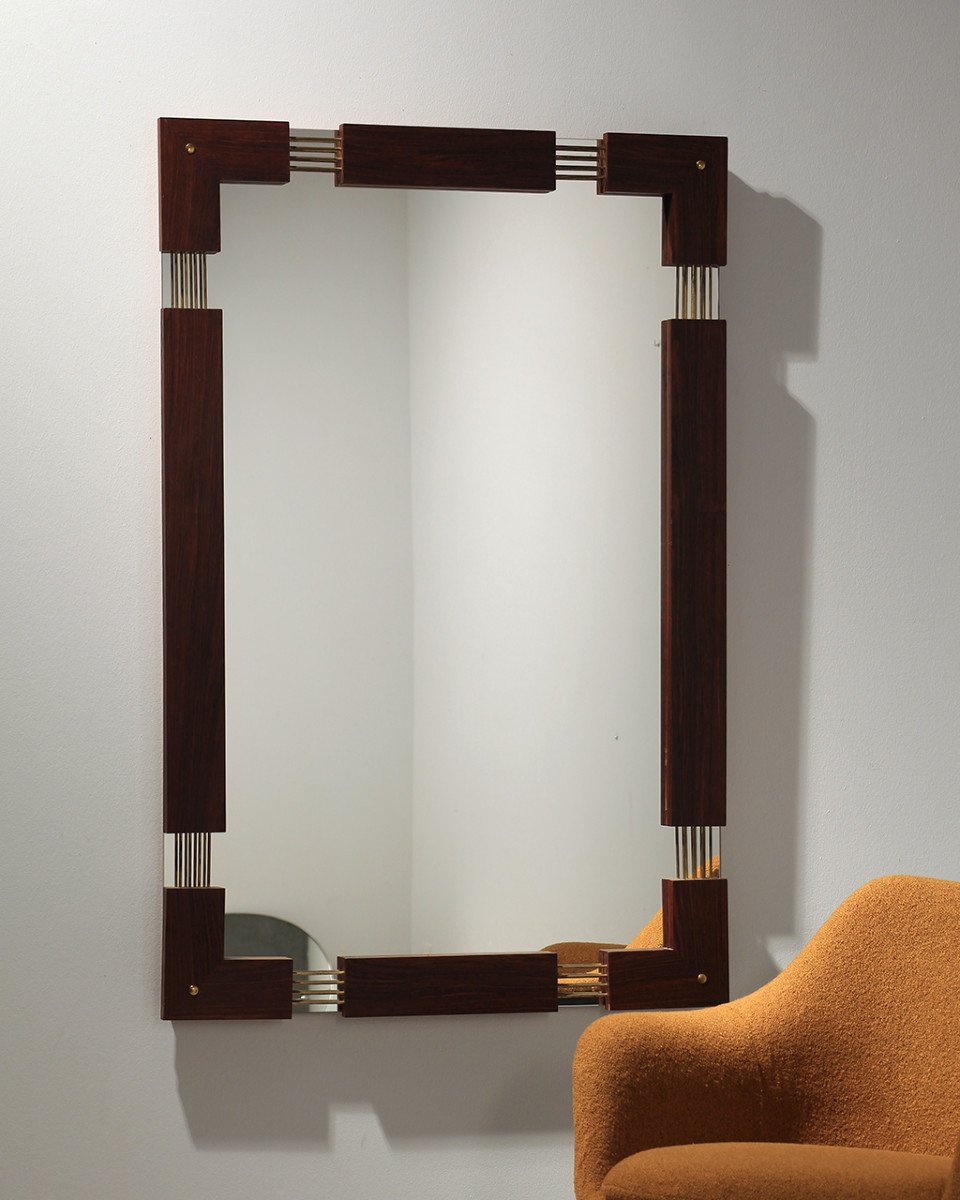 Rosewood Mirror Glas & Trä Sweden 1960-photo-2