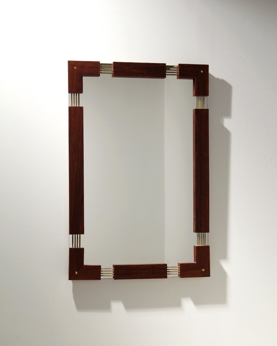 Rosewood Mirror Glas & Trä Sweden 1960