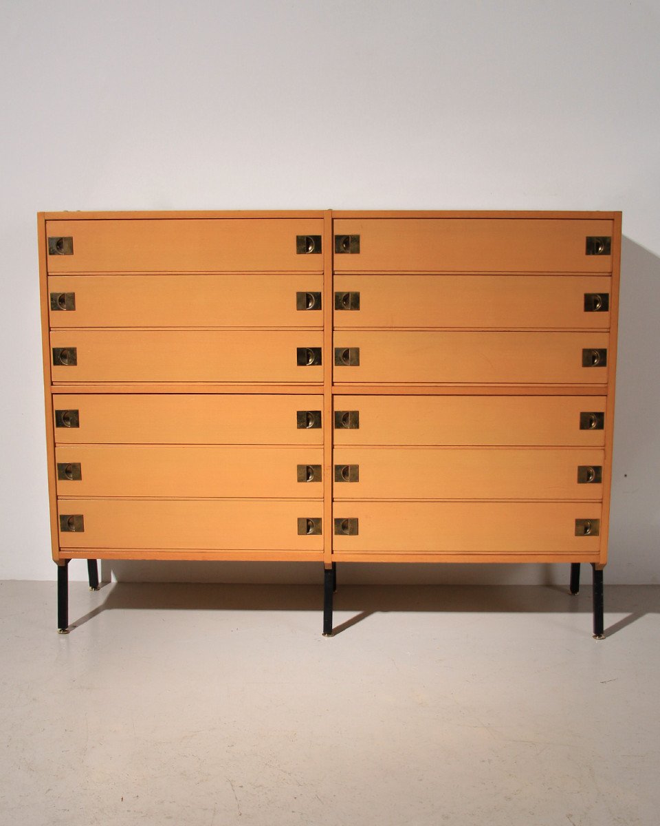 Double Chest Of Drawers 12 Drawers René-jean Caillette _ Group 4 - Charron - France 1960 -photo-4