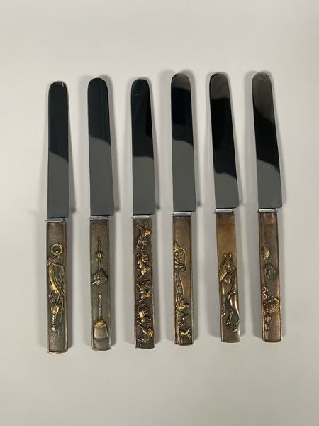 6 Couteaux à Dessert Kozuka Epoque Meiji ( 1868- 1912 )-photo-3