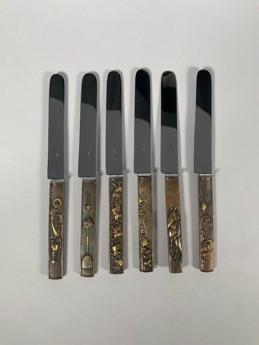 6 Couteaux à Dessert Kozuka Epoque Meiji ( 1868- 1912 )