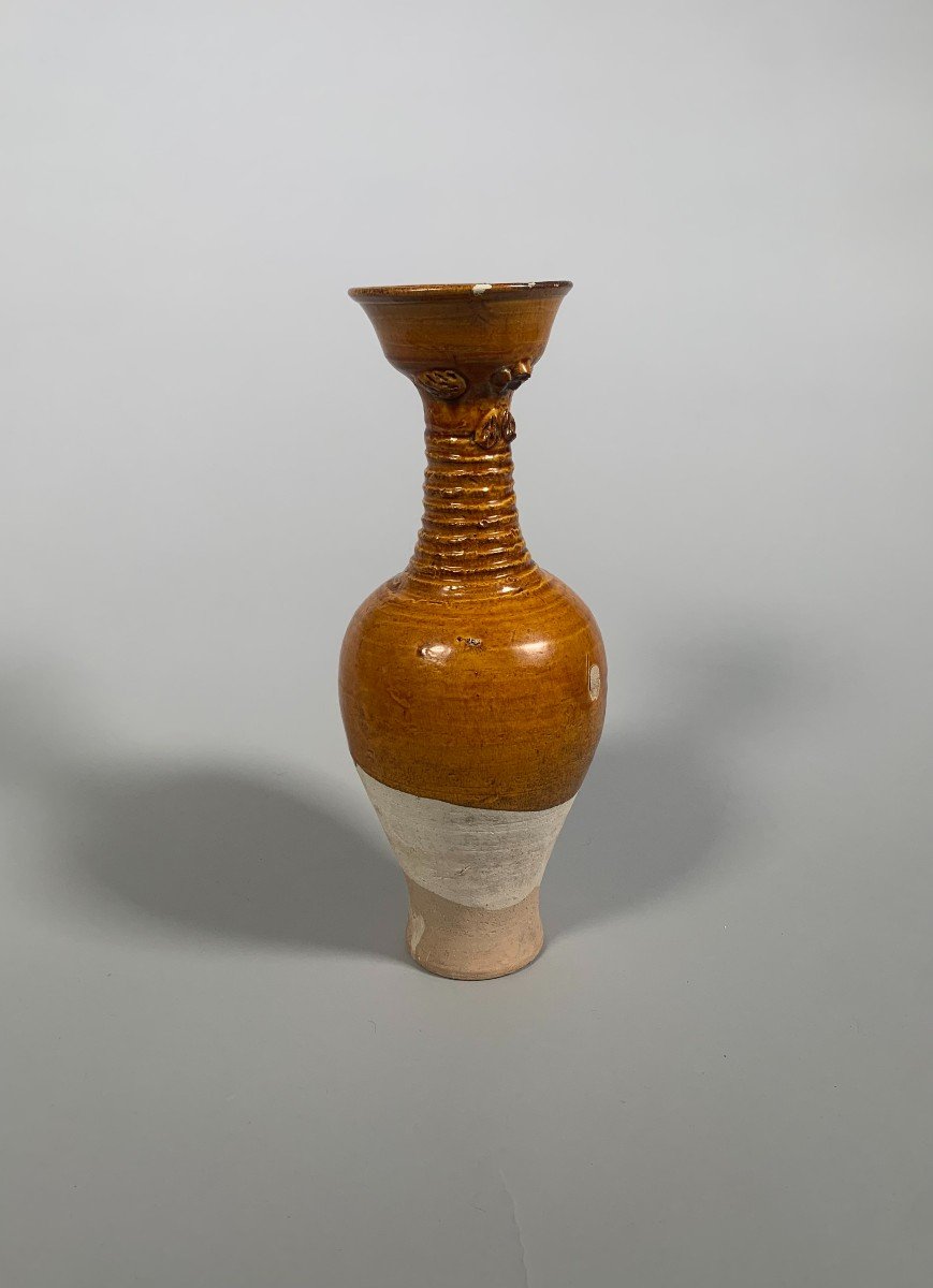 Vase En Terre Cuite à Glaçure Ambré Chine Dynastie Liao ( 907-1125 )-photo-2