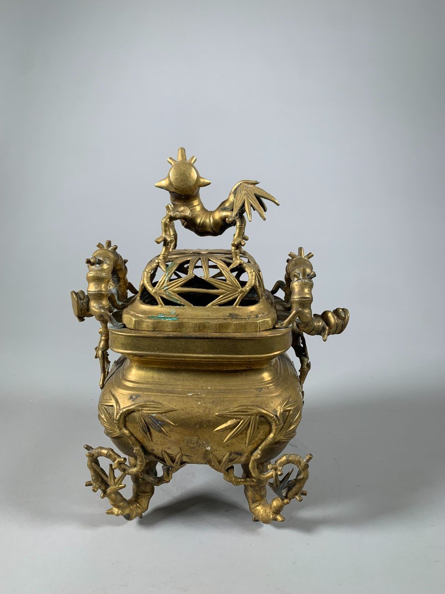 Grand Brule Perfume In Gilt Bronze Vietnam 19th Century -photo-4