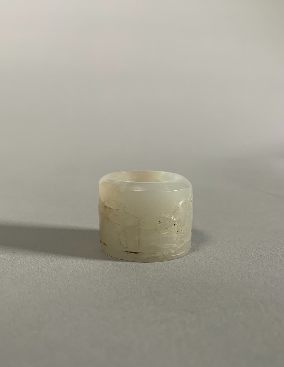 Ring / Archer's Ring In Blancchine Jade, Qing Dynasty 17th Century-photo-5