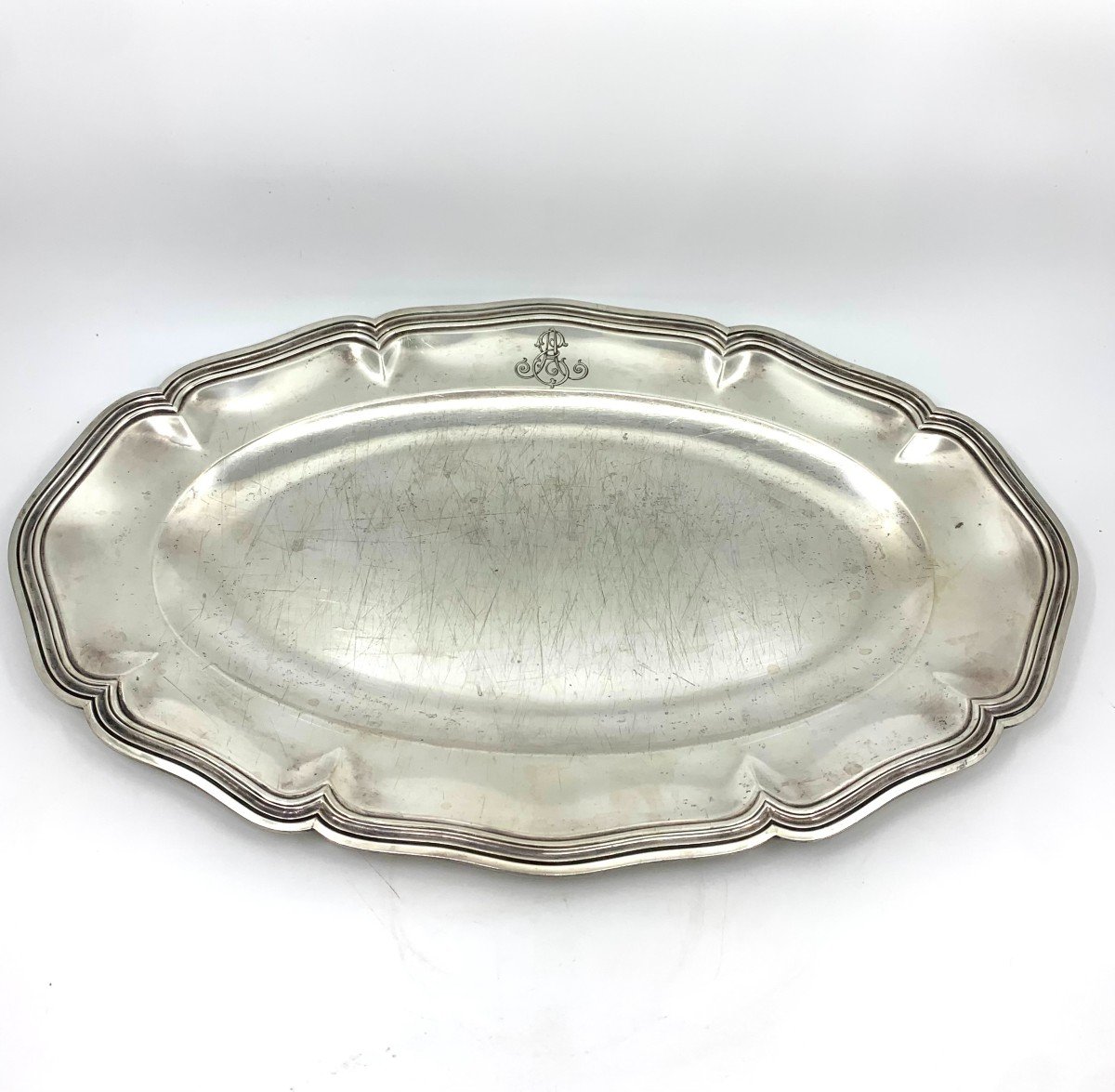 Oval Dish In Swiss Silver Minerva Hallmarks 20th Century -photo-2