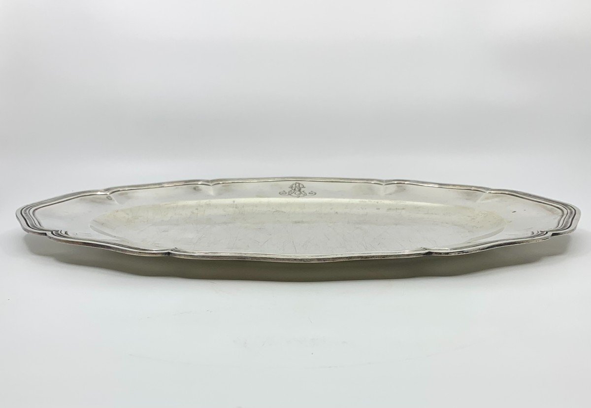 Oval Dish In Swiss Silver Minerva Hallmarks 20th Century -photo-4