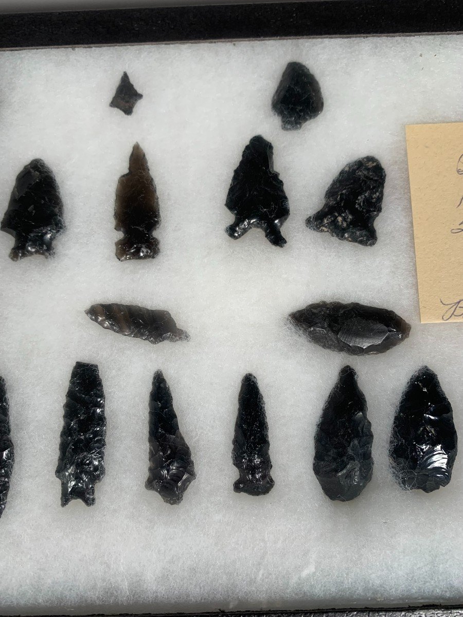 Lot Of Arrowheads And Blades In Bifaced Flint Paleo American Paleolithic Archeology-photo-4