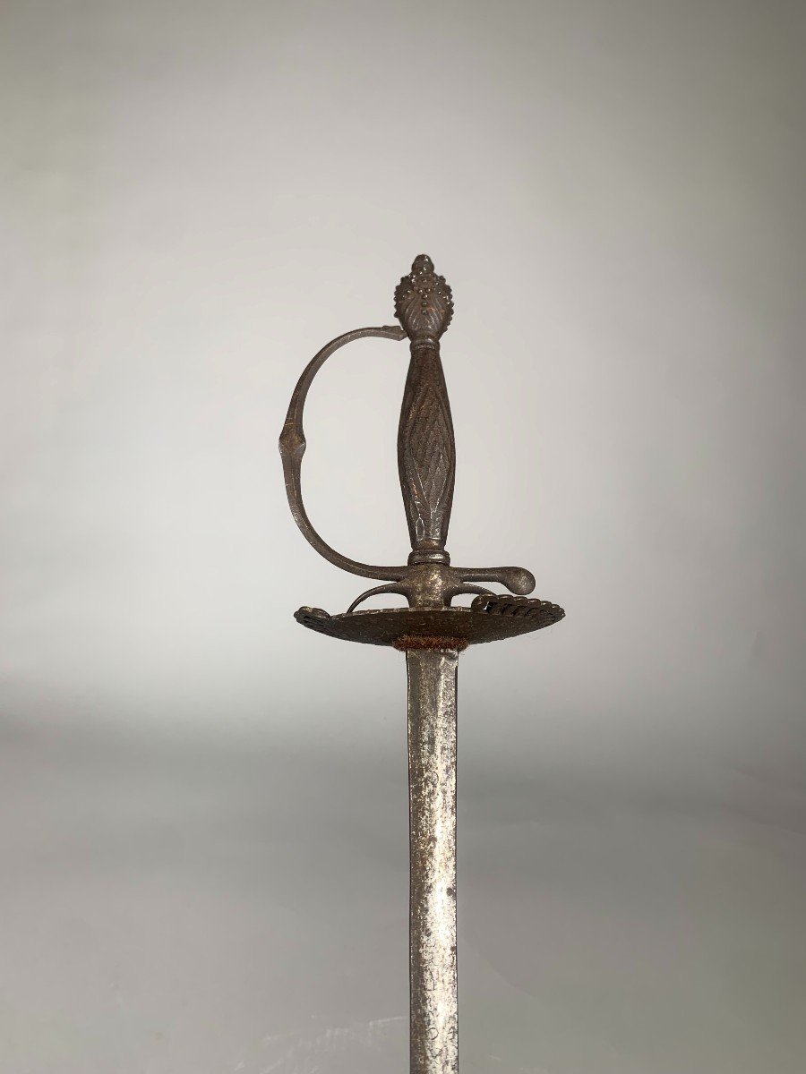 18th Century Court Sword In Faceted Iron -photo-2