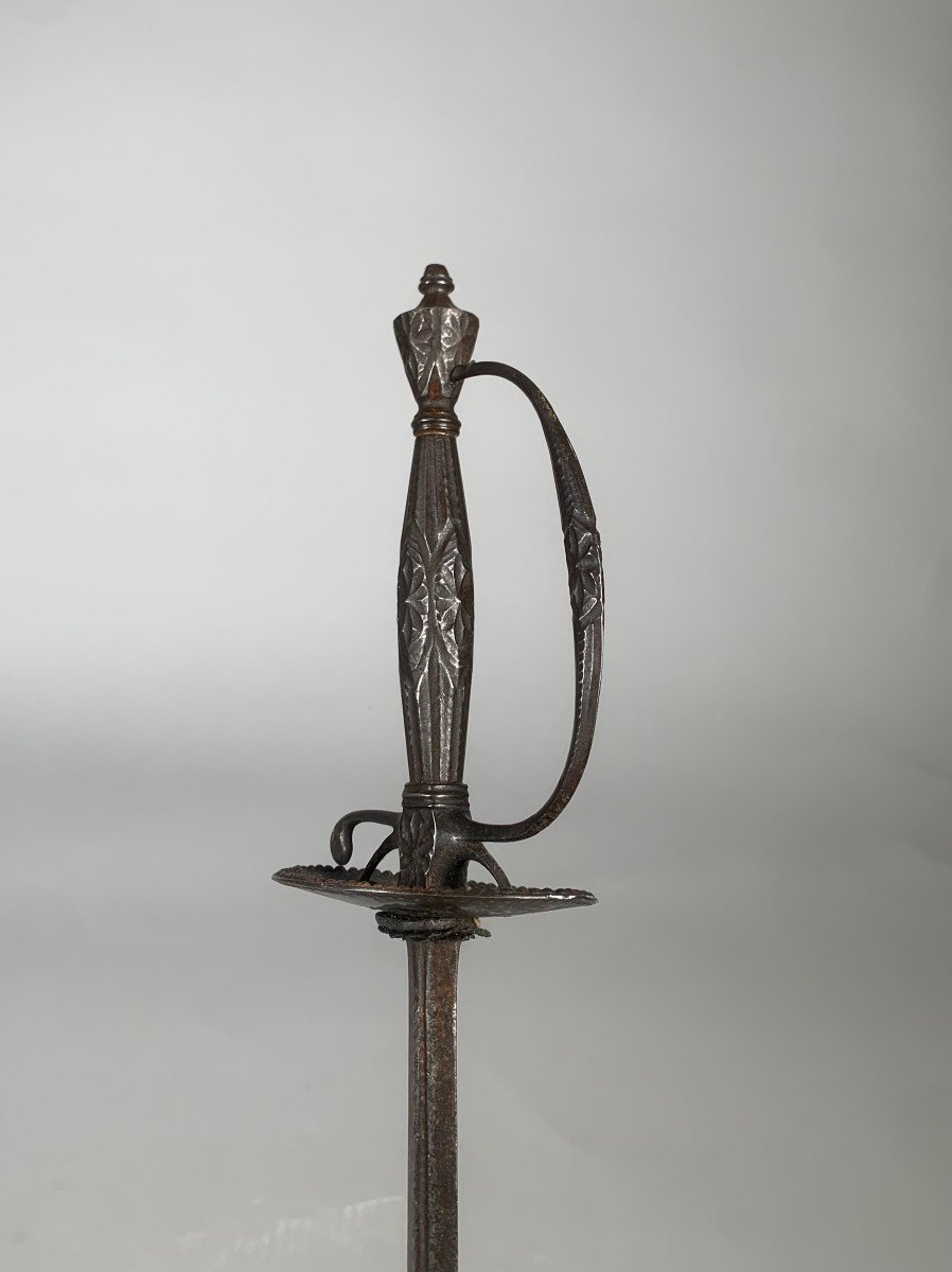 18th Century Court Sword In Faceted Iron-photo-3