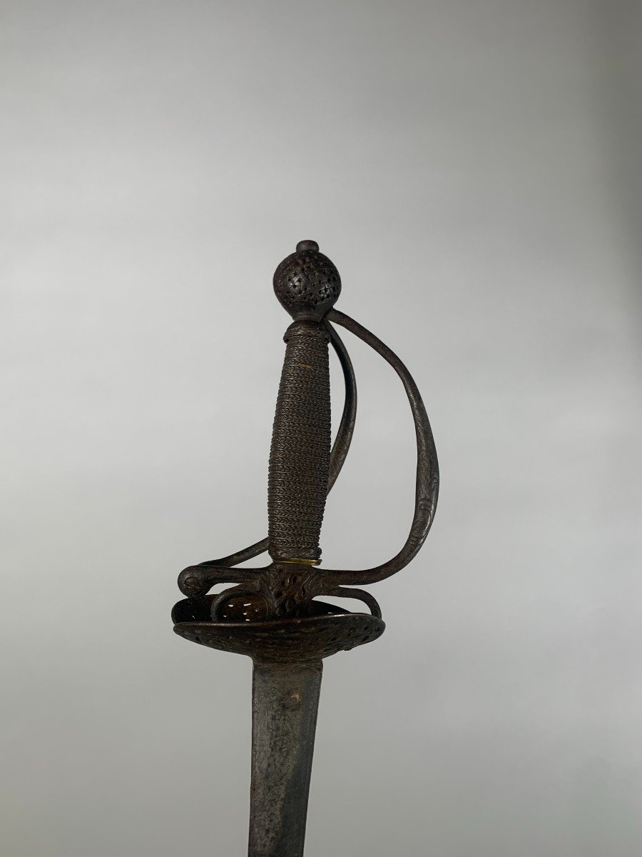 Court Sword Early 18th Century Multiple Branches In Openwork Iron-photo-7