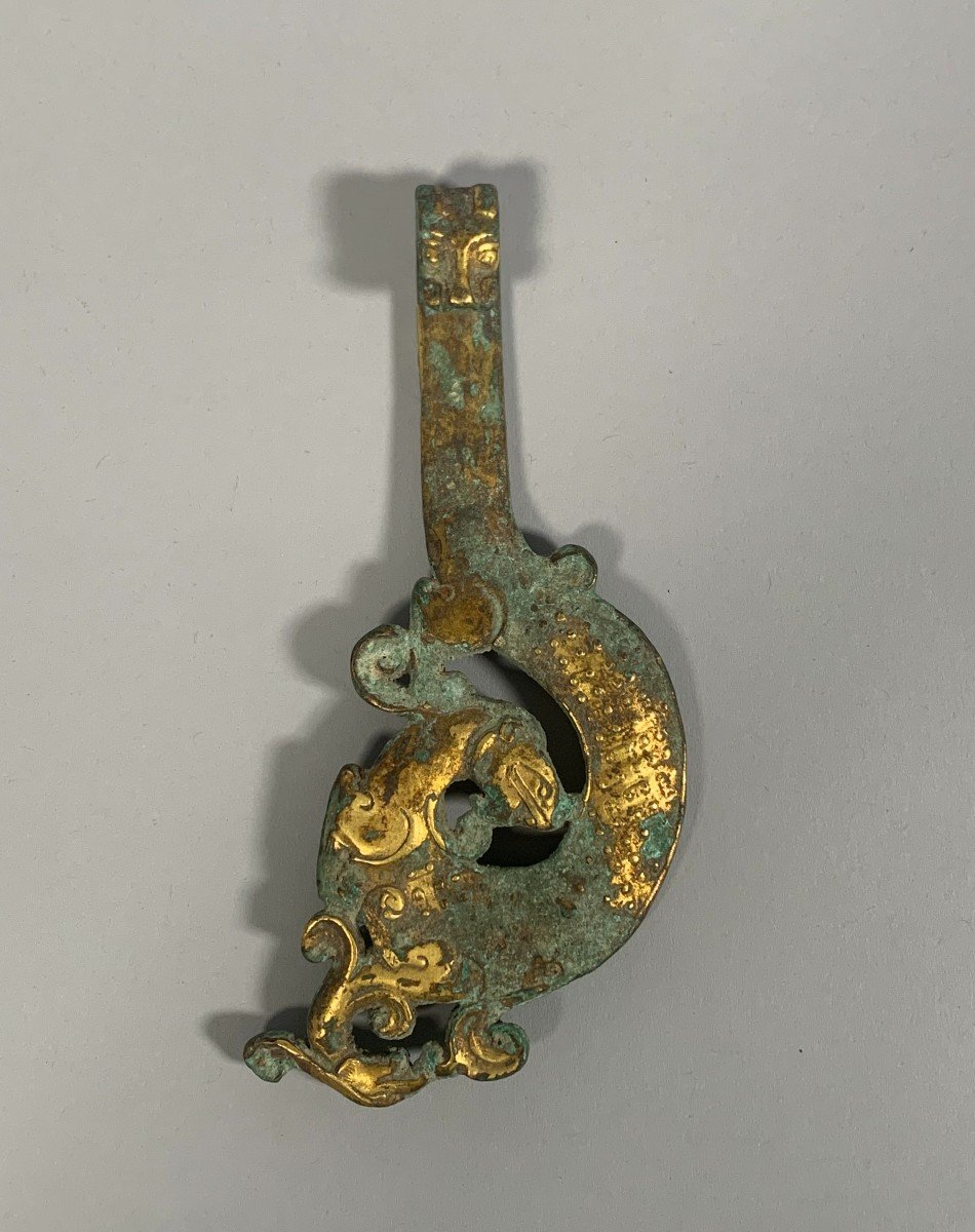 Fibule En Bronze Doré Dynastie Han ( 206bc - 220ac) Archéologie Chine Antique 