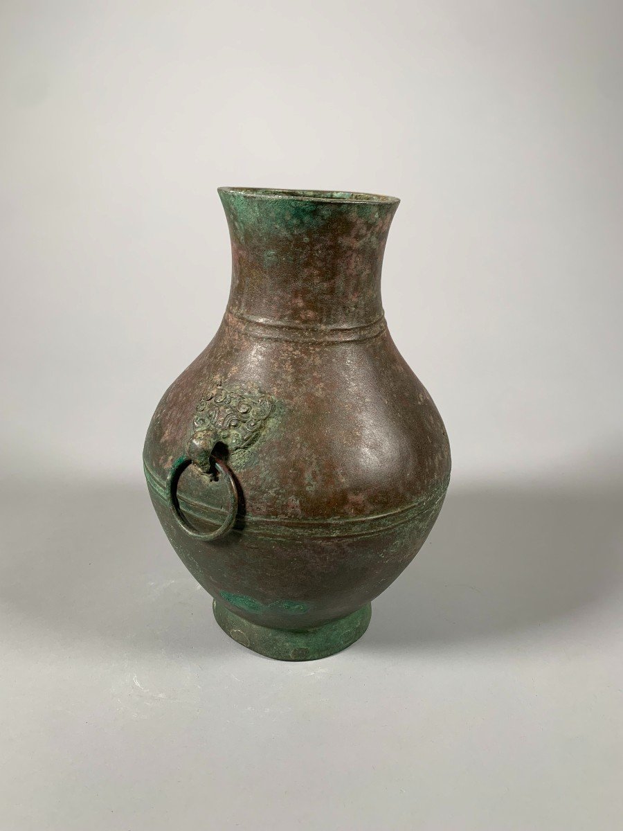 Vase En Bronze "hu" Chine Dynastie Han Antérieur ( 206 - 9 Av Jc) Chine Archéologie Antique-photo-2