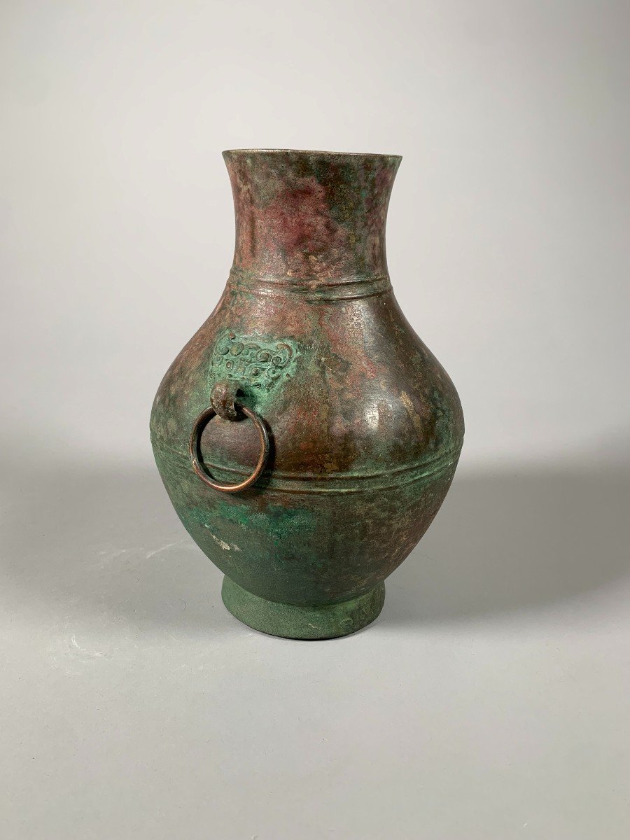 Vase En Bronze "hu" Chine Dynastie Han Antérieur ( 206 - 9 Av Jc) Chine Archéologie Antique-photo-1