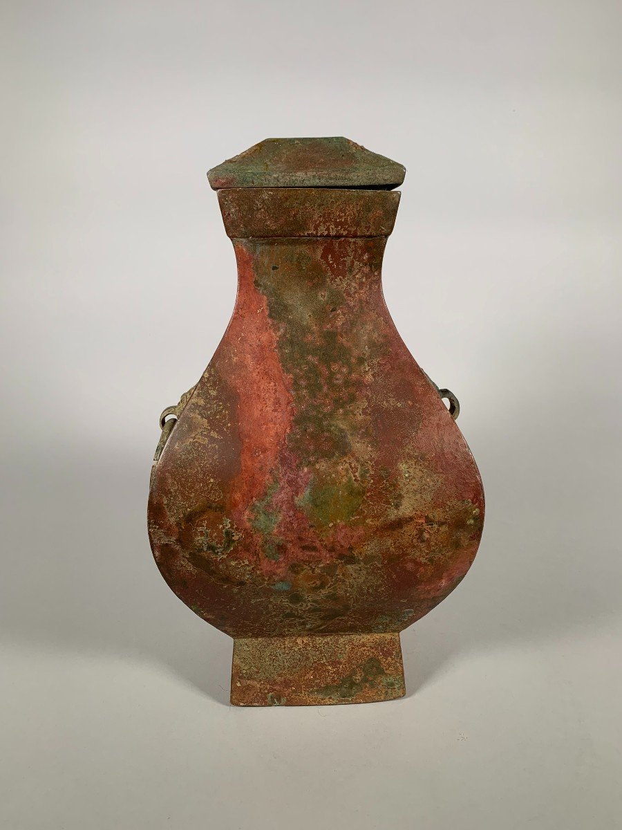 Vase En Bronze "hu" Dynastie Han Antérieur Ii-ier Siècle Avant Jc Chine Archéologie Antique-photo-1