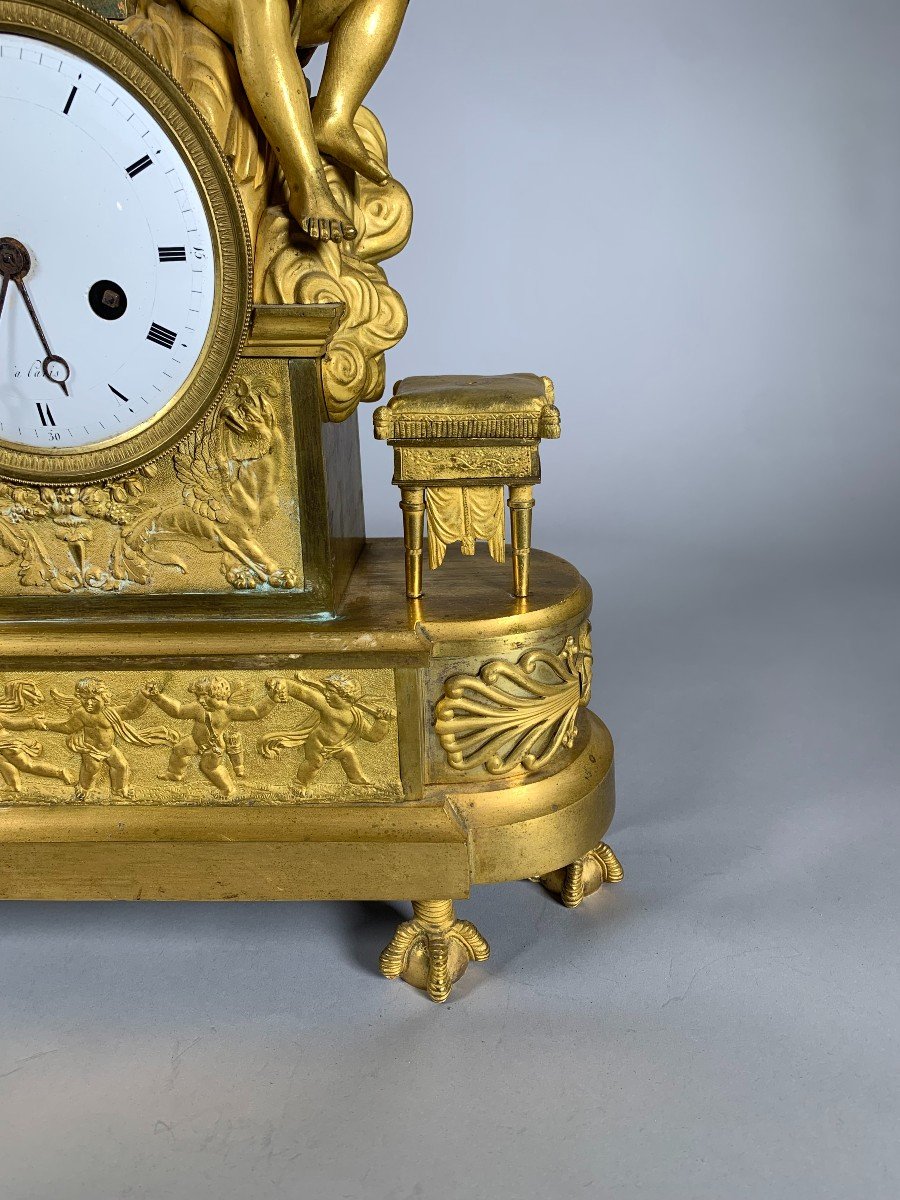 Important Empire / Directoire Period Clock Late 18th Century - Early 19th Century Gilt Bronze-photo-3