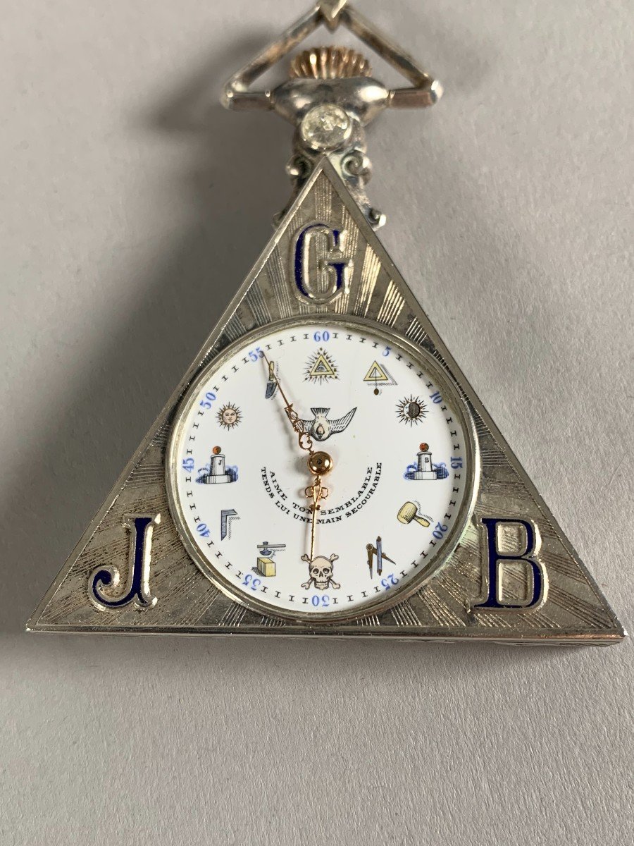 Freemasonry Pocket Watch Silver 19th Century Switzerland-photo-5