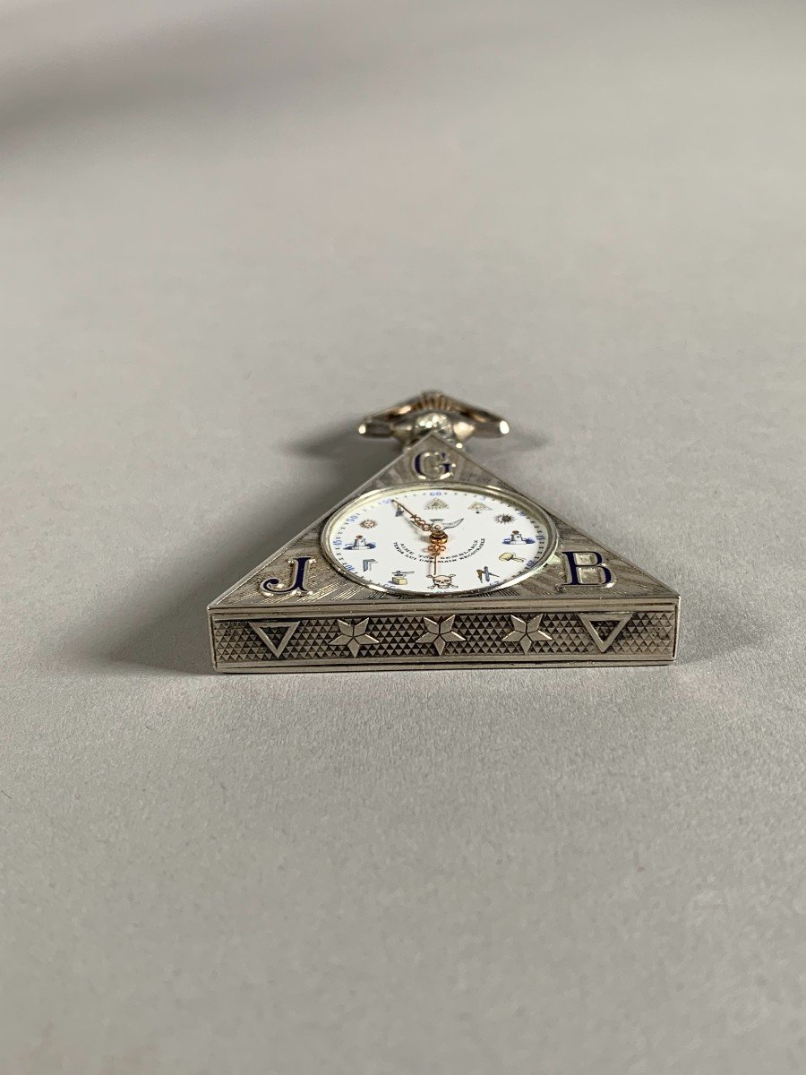 Freemasonry Pocket Watch Silver 19th Century Switzerland-photo-6