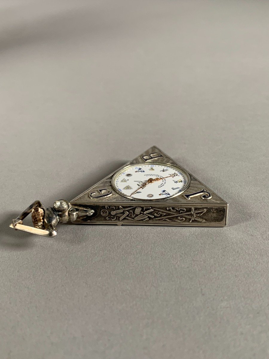 Freemasonry Pocket Watch Silver 19th Century Switzerland-photo-7