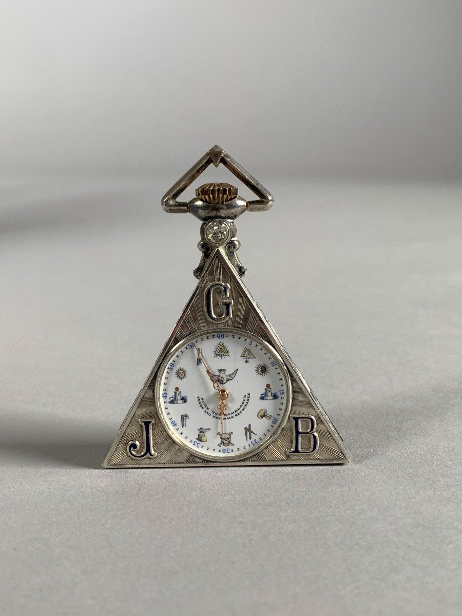 Freemasonry Pocket Watch Silver 19th Century Switzerland