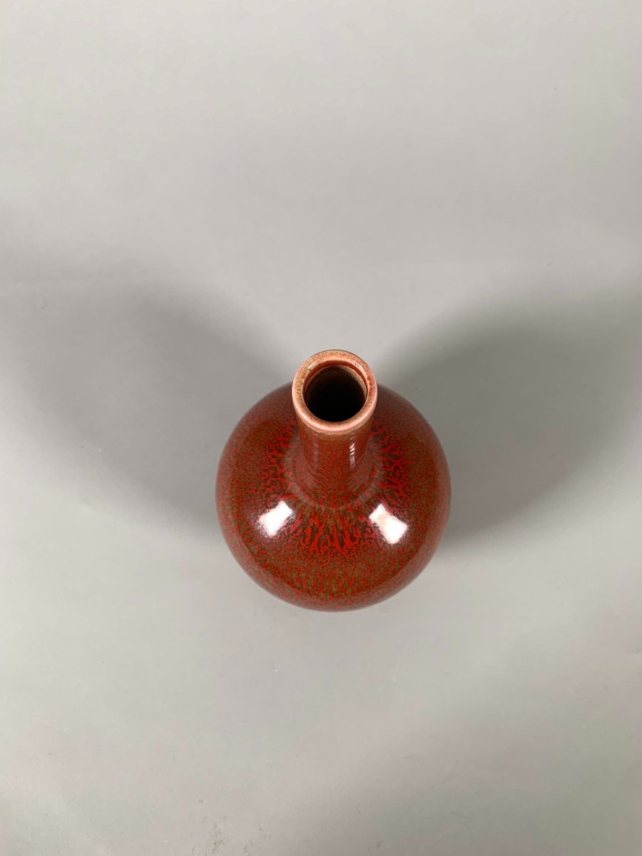 Vase En Porcelaine Chine XVIIIème Siècle  Rouge Sang De Bœuf Epoque Qianlong-photo-4
