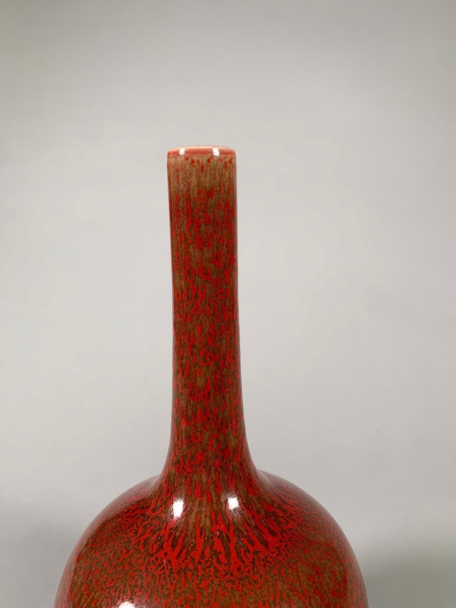 Vase En Porcelaine Chine XVIIIème Siècle  Rouge Sang De Bœuf Epoque Qianlong-photo-4