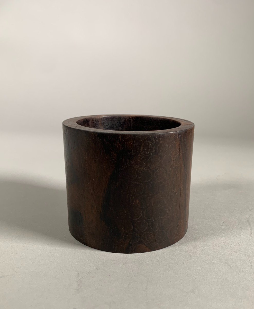 "bitong" Chinese Brush Pot 19th Century Qing Dynasty Zitan Wood