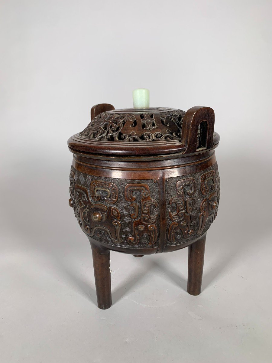 Grand Brule Perfume In Bronze XVIII - 19th Century China Qing Dynasty -photo-2