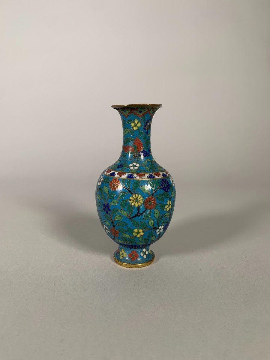 Vase En Bronze Cloisonné Chine époque Jiaqing XIXeme Siecle-photo-3