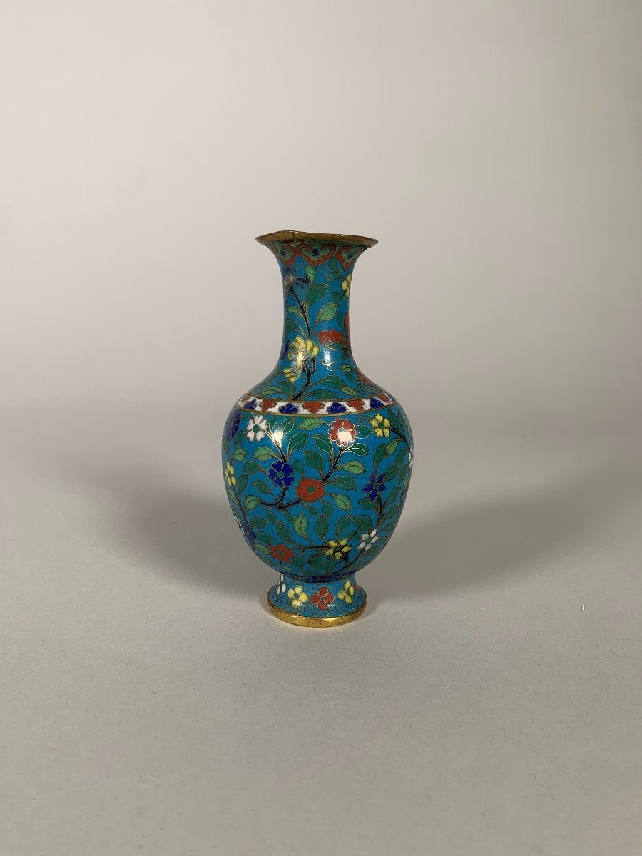 Vase En Bronze Cloisonné Chine époque Jiaqing XIXeme Siecle-photo-4