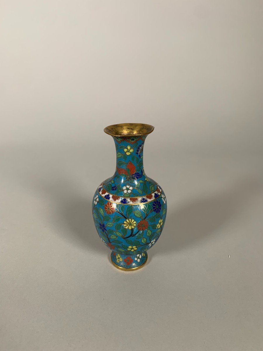 Vase En Bronze Cloisonné Chine époque Jiaqing XIXeme Siecle