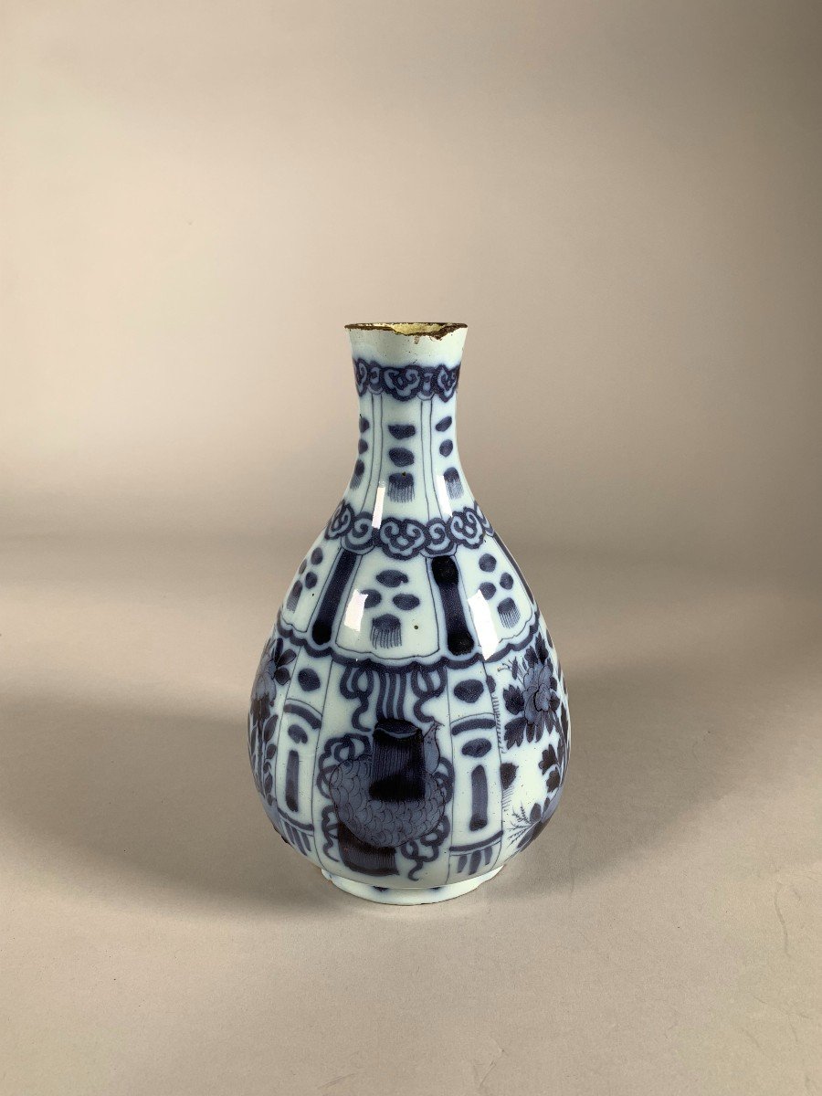 Vase En Céramique De Delft XVIIème Siècle  Samuel Van Eenhoorn Dans Le Style Krakk Chinoiserie-photo-2