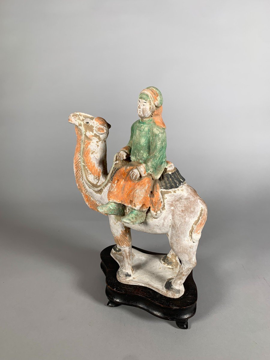 Sculpture d'Un Chamelier Dynastie Ming Archeologie Chine Terre Cuite Polychrome -photo-4