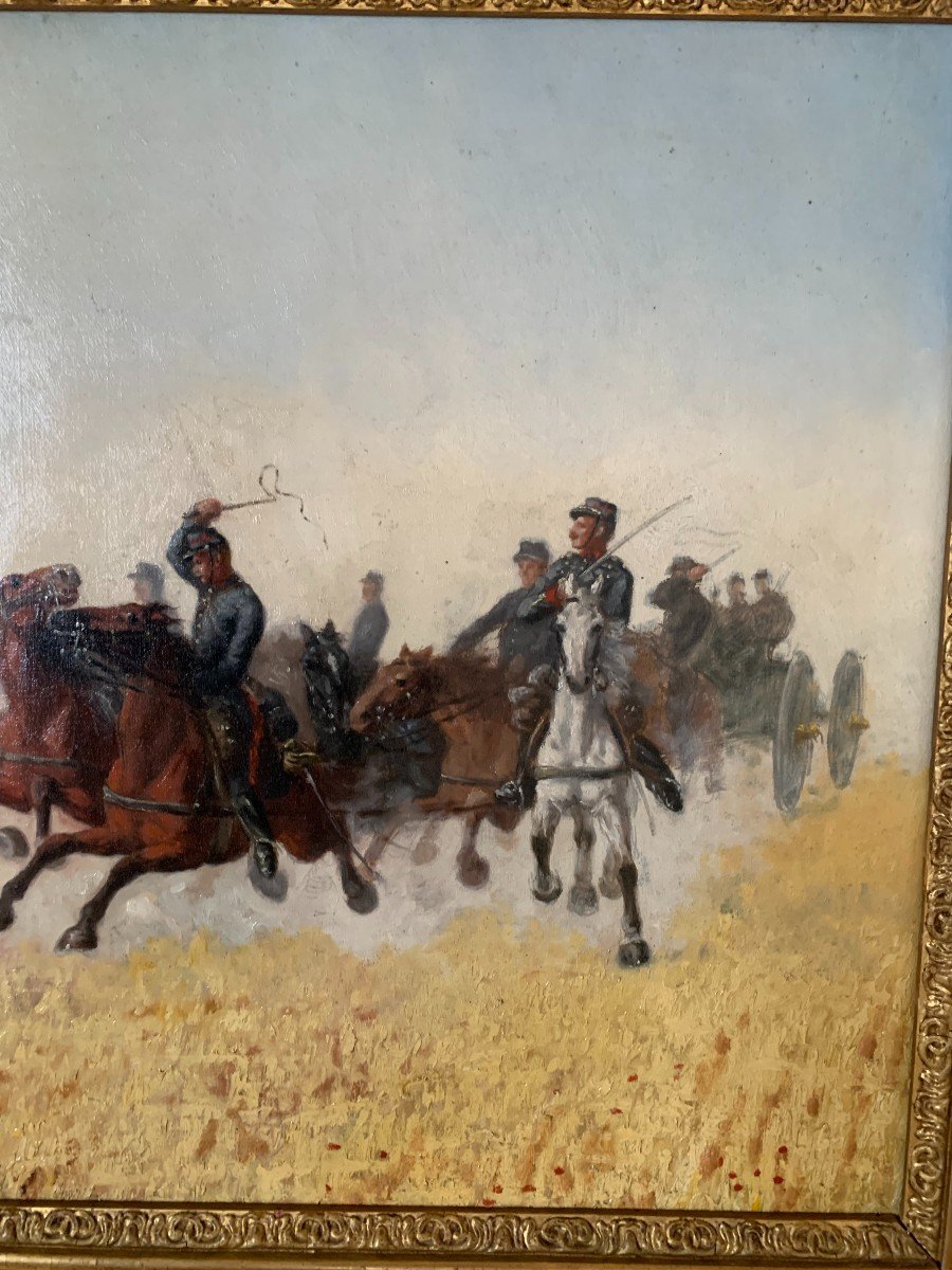 Louis-ferdinand Malespina (1874-1940) 19th Century Painting The Cavalry Charge -photo-3