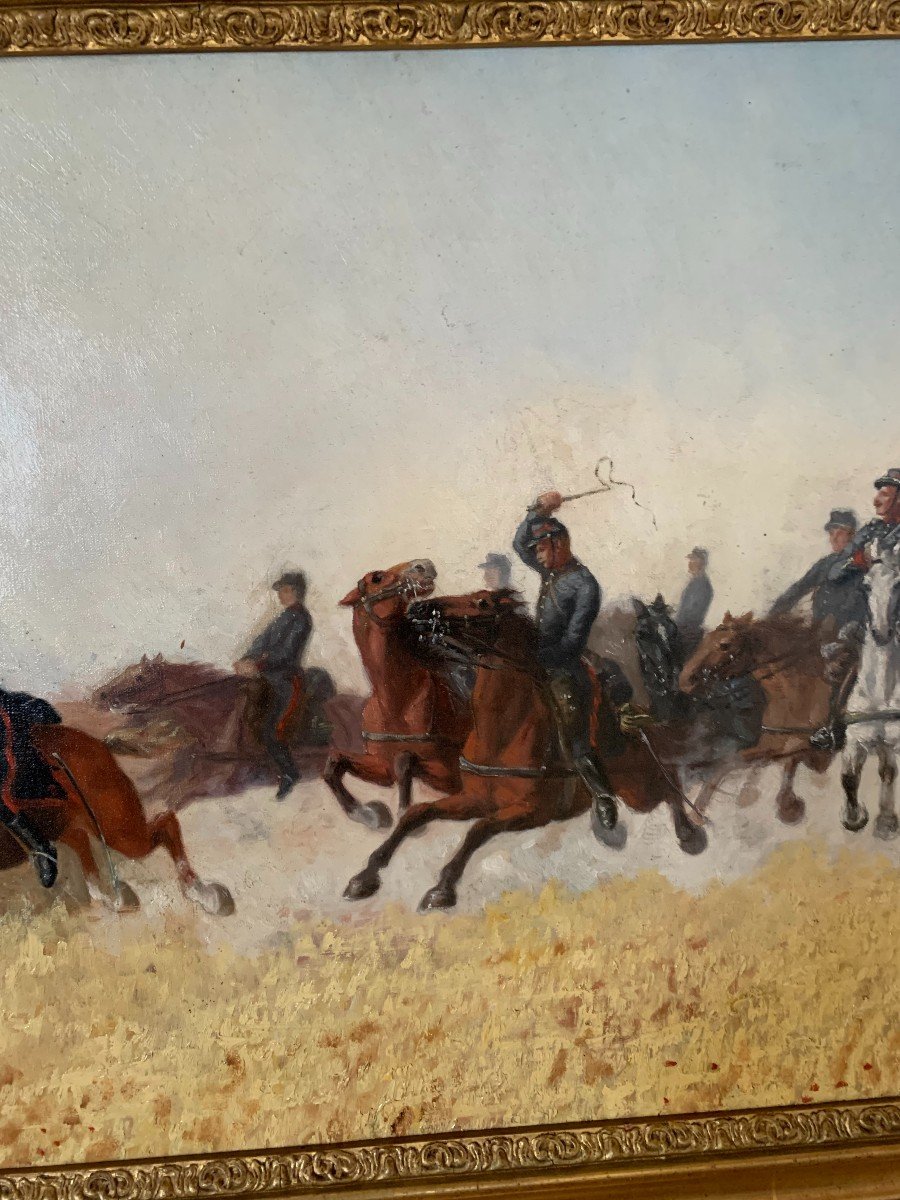 Louis-ferdinand Malespina (1874-1940) 19th Century Painting The Cavalry Charge -photo-4