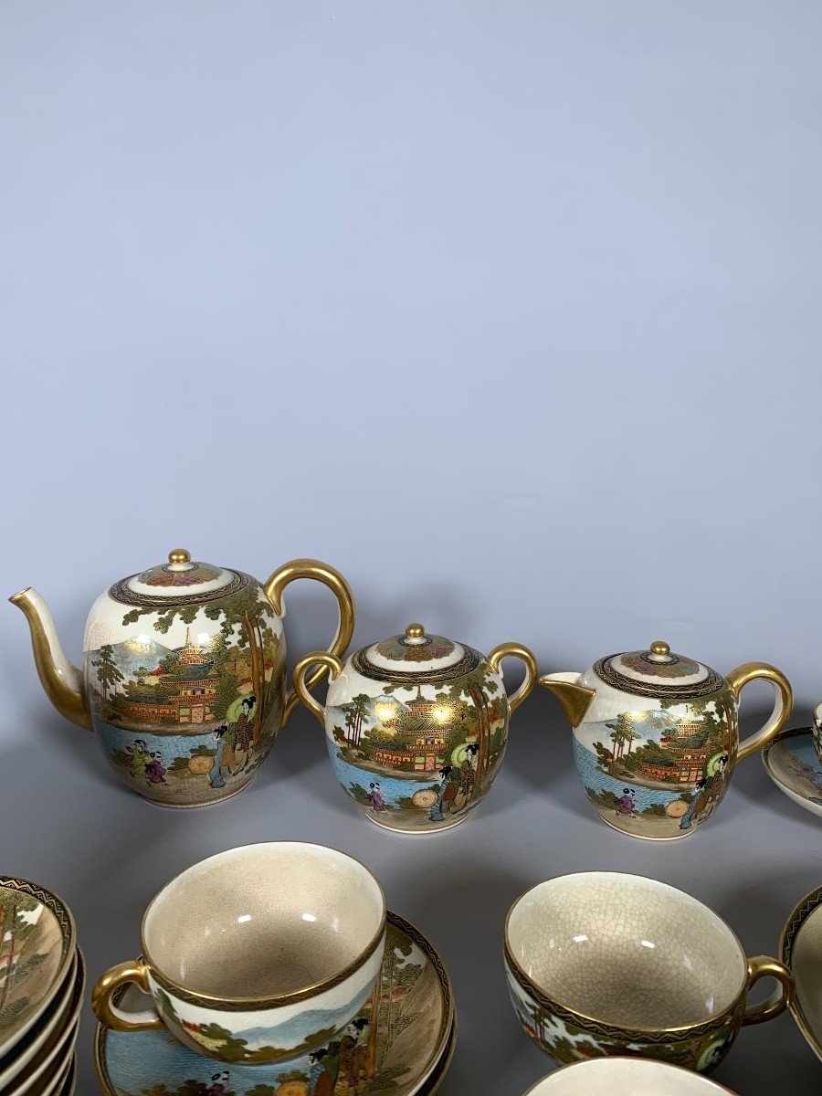  Important And Rare Complete Satsuma Earthenware Tea Set Meiji Era 19th Century Japan-photo-5