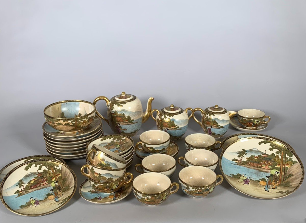  Important And Rare Complete Satsuma Earthenware Tea Set Meiji Era 19th Century Japan