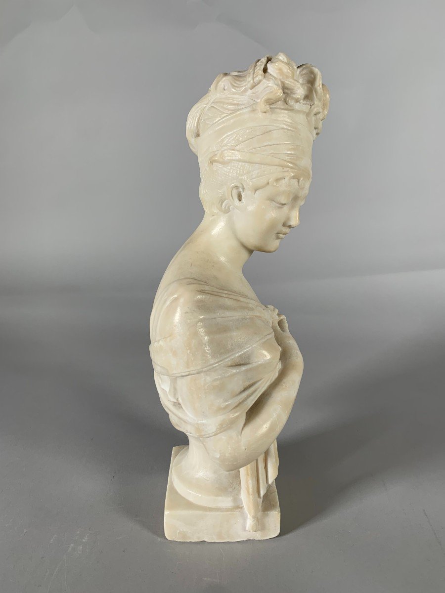 Sculpture En Marbre Buste De Madame De Recamier d'Apres Joseph Chinard (1756 - 1813)  XIXeme -photo-2