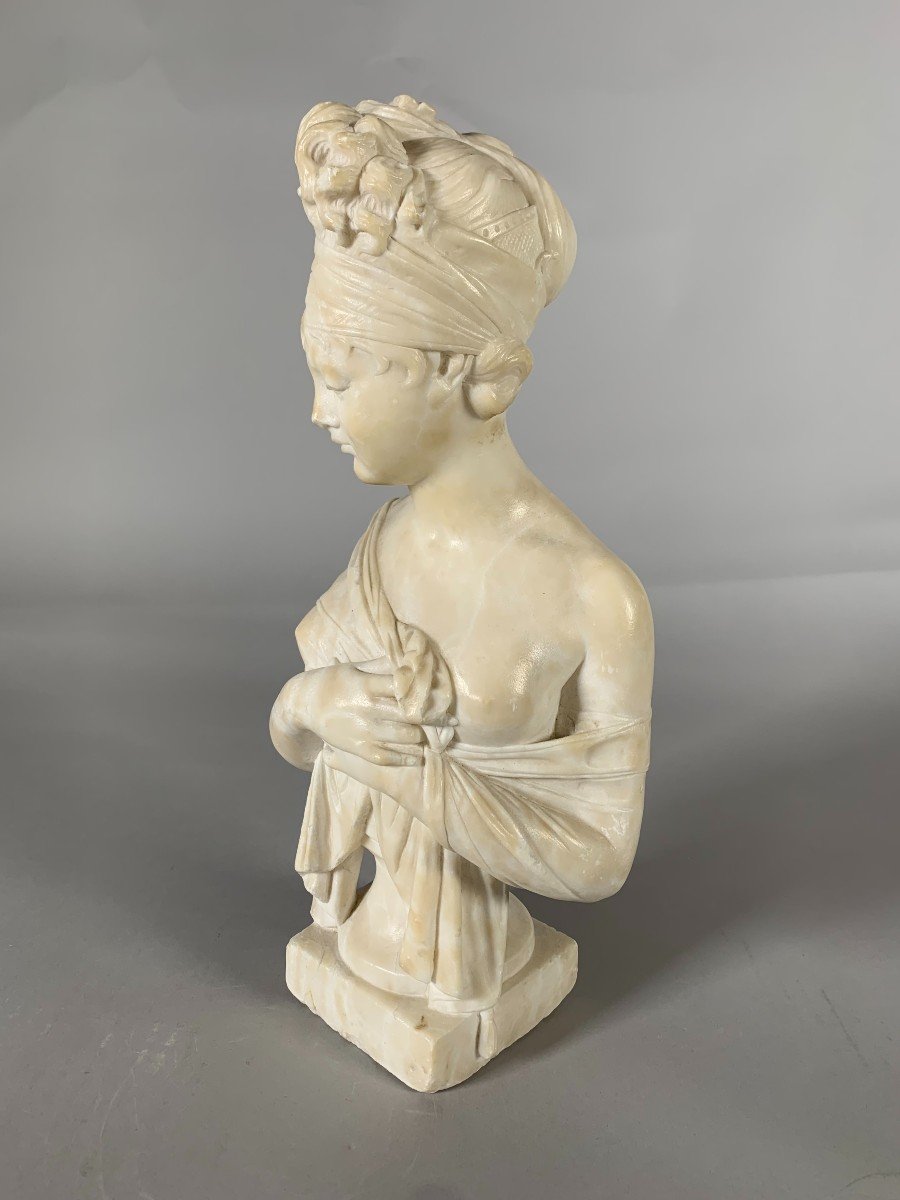 Marble Sculpture Bust Of Madame De Recamier After Joseph Chinard (1756 - 1813) 19th Century -photo-5