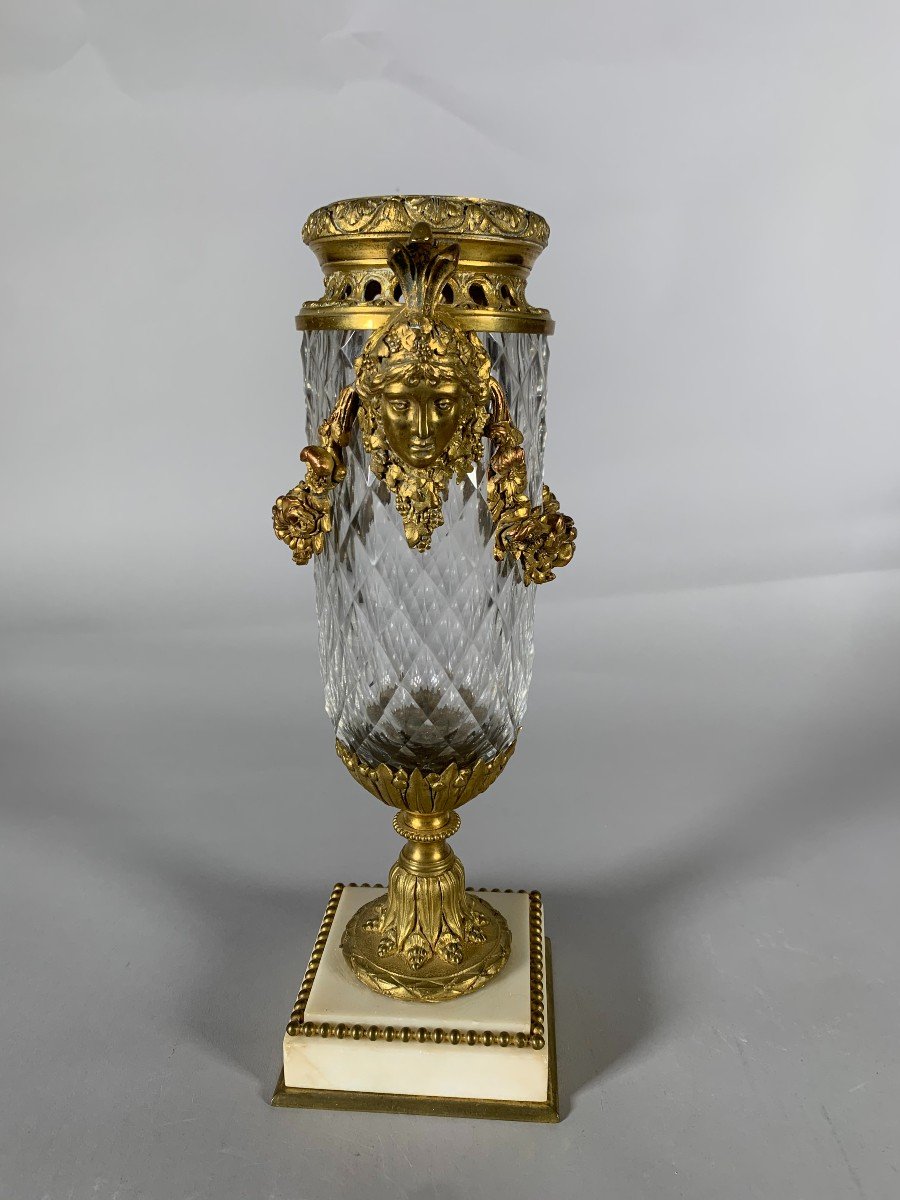 Cut Crystal Vase And Richly Decorated Bronze Mount Napoleon III Period Circa 1850-photo-4