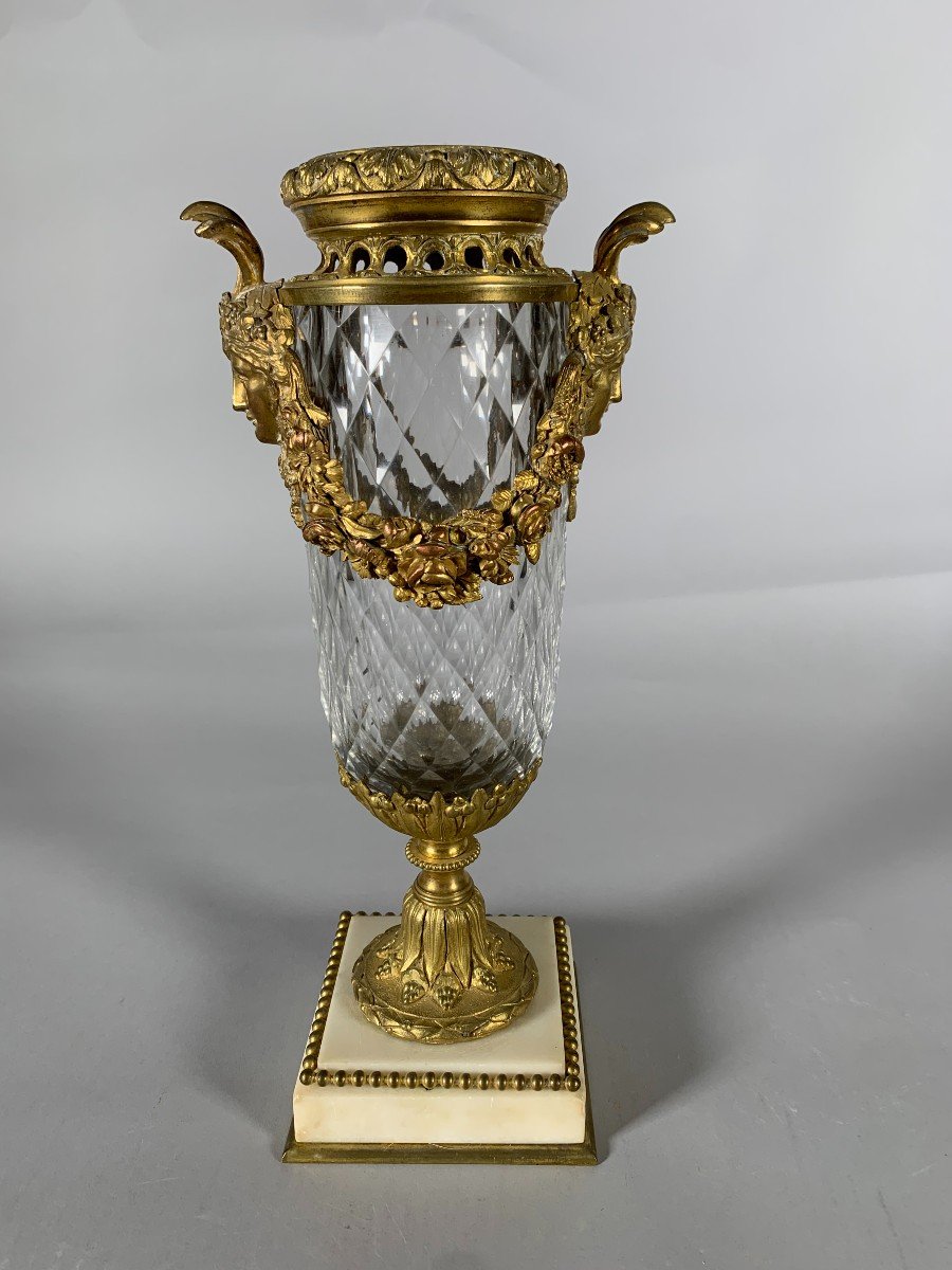 Cut Crystal Vase And Richly Decorated Bronze Mount Napoleon III Period Circa 1850-photo-1