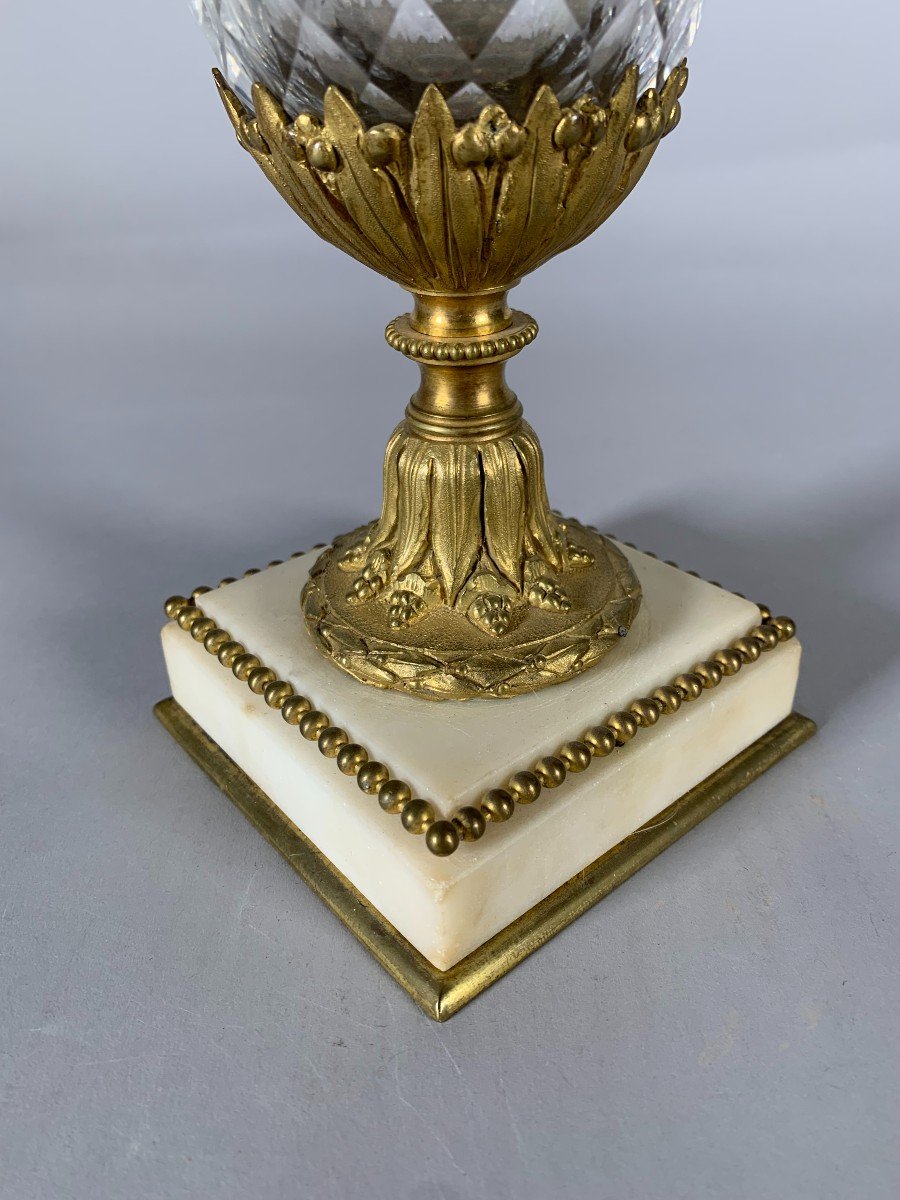 Cut Crystal Vase And Richly Decorated Bronze Mount Napoleon III Period Circa 1850-photo-2