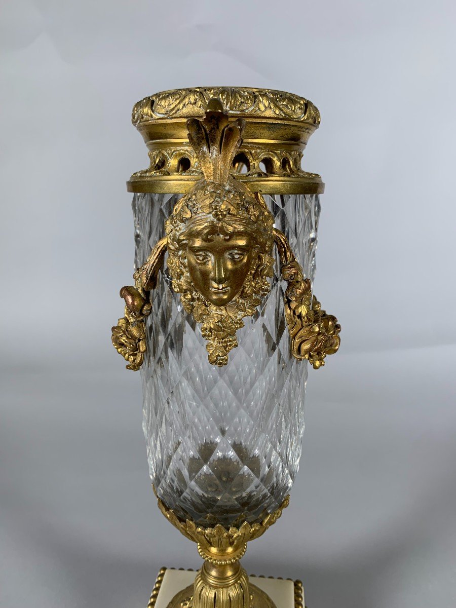 Cut Crystal Vase And Richly Decorated Bronze Mount Napoleon III Period Circa 1850-photo-5