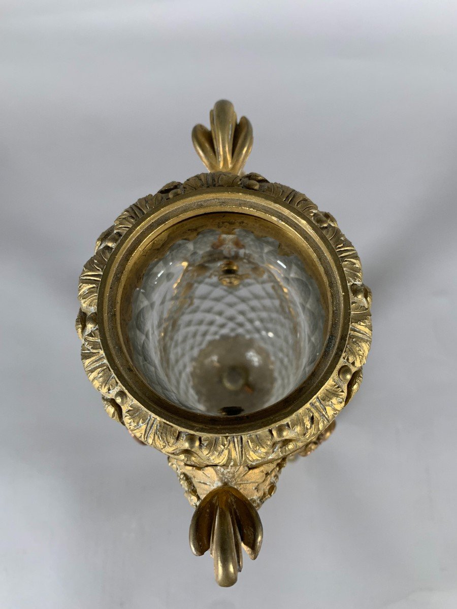 Cut Crystal Vase And Richly Decorated Bronze Mount Napoleon III Period Circa 1850-photo-6