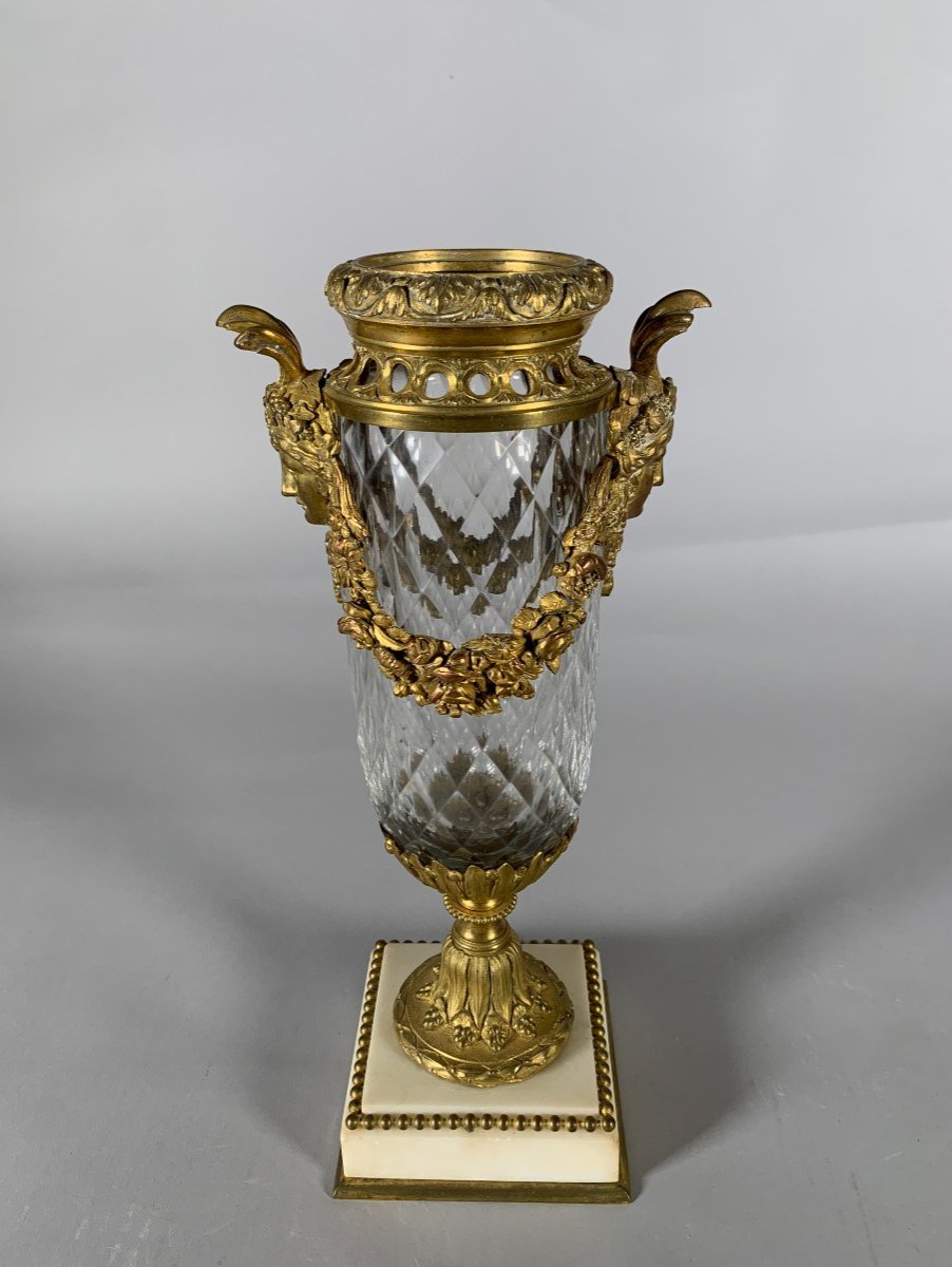 Cut Crystal Vase And Richly Decorated Bronze Mount Napoleon III Period Circa 1850