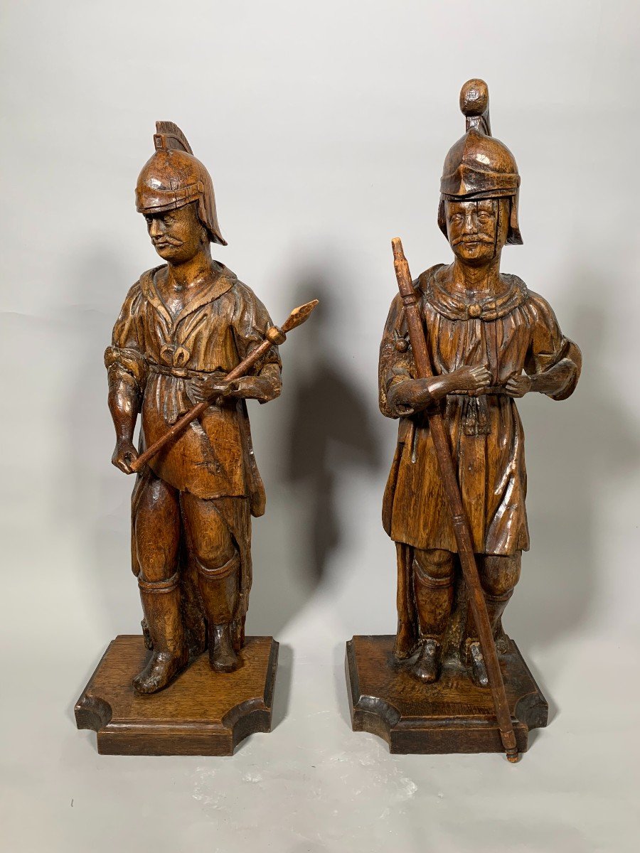 Sculpture, Soldats Romains De La Crucifixion - 78 Cm XVIIeme Siecle