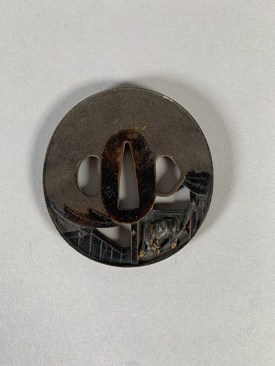 Tsuba In Iron Late From The Edo Period (1600-1868) Japan 