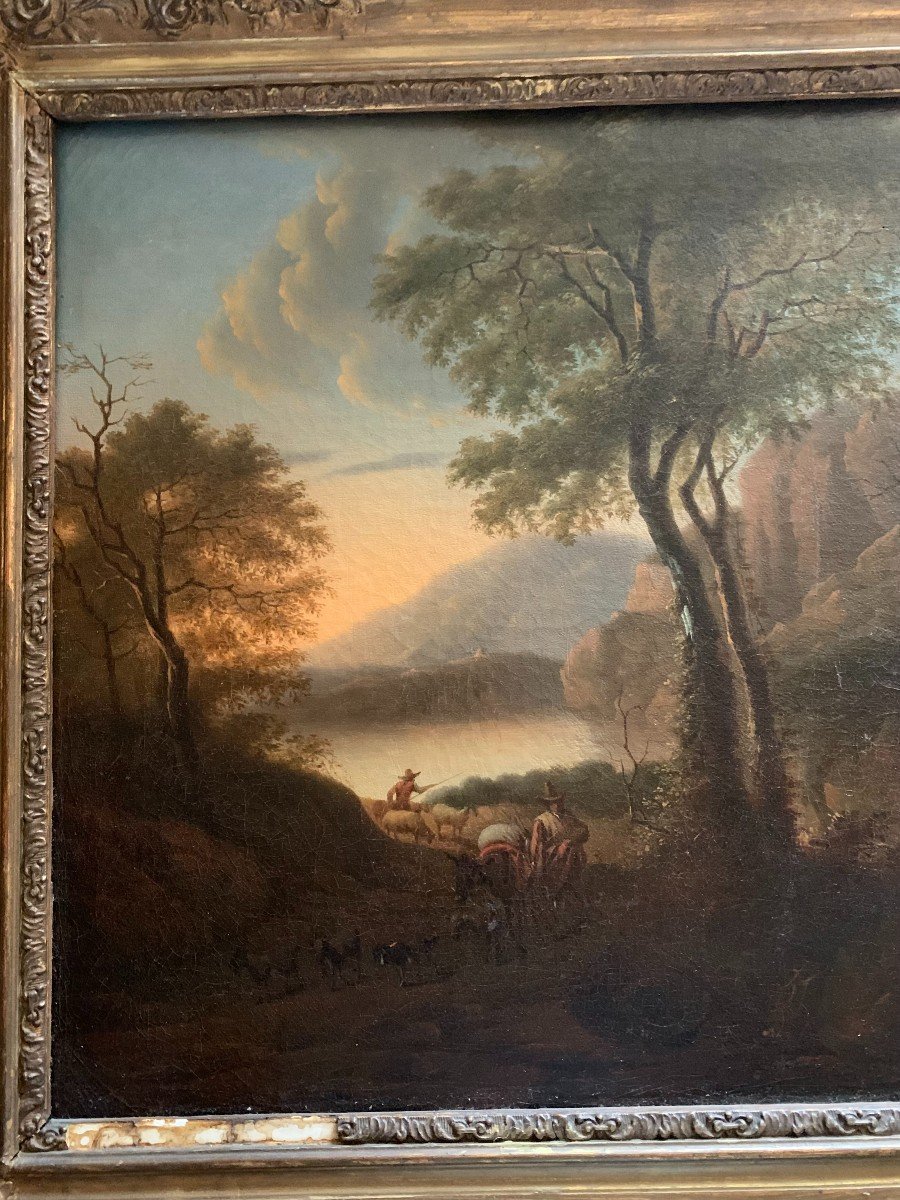 Peinture à l'Huile Sur Toile Ecole Flamande Du XVIIIème Siècle Paysage-photo-2