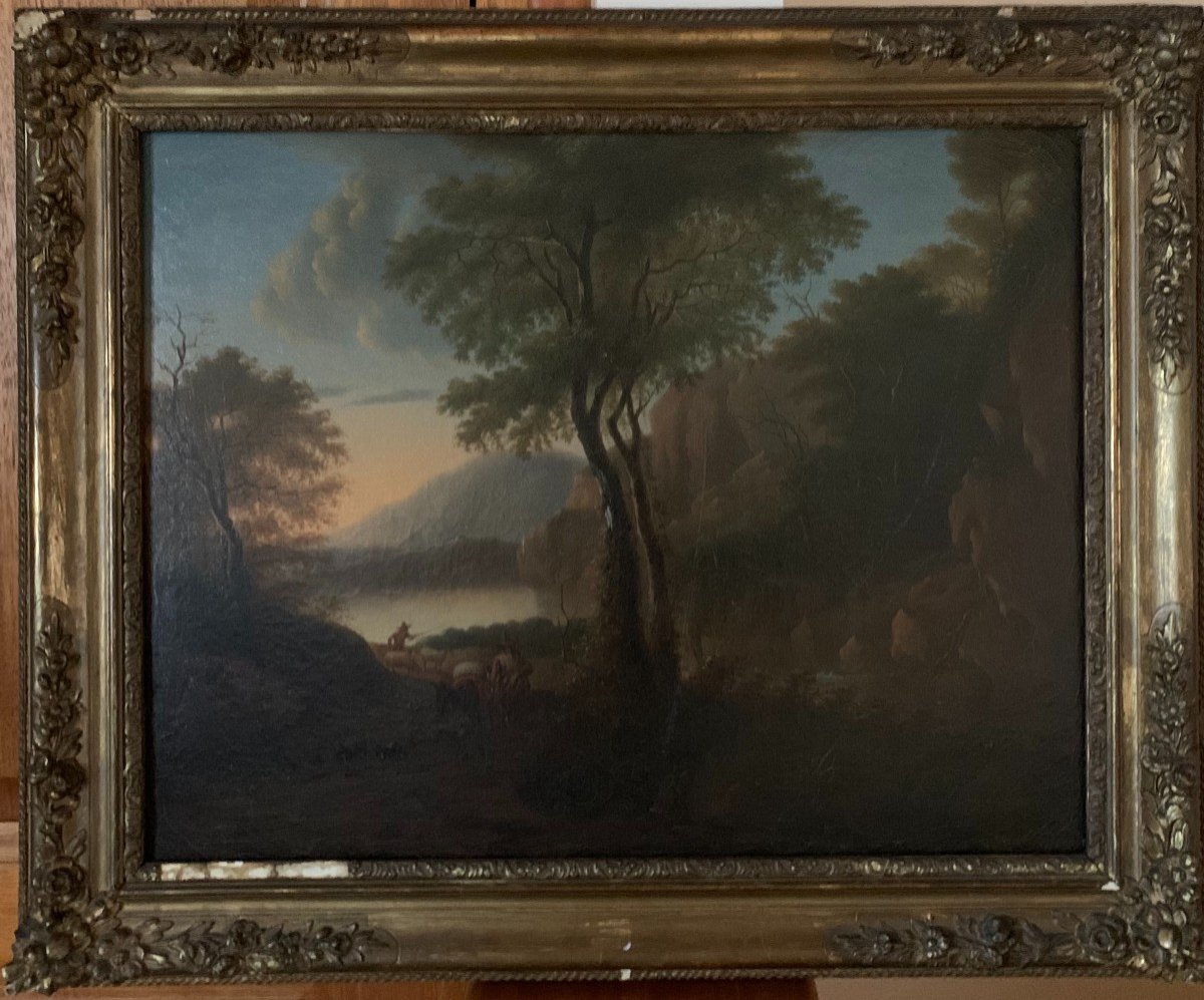 Peinture à l'Huile Sur Toile Ecole Flamande Du XVIIIème Siècle Paysage-photo-3